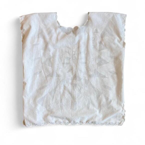 White Embroidered Cutwork Linen Top Scalloped Cottagecore Boho Tunic - Picture 4 of 8